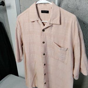 Cellinni Short Sleeve Button Down Shirt Pink Men's Size M